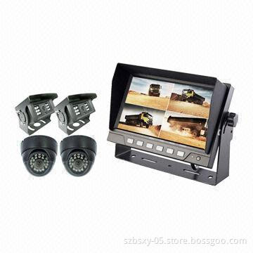 Super Wide Angle Cameras with High Resolution 7-inch Digital Quad Monitor for Car Reversing System